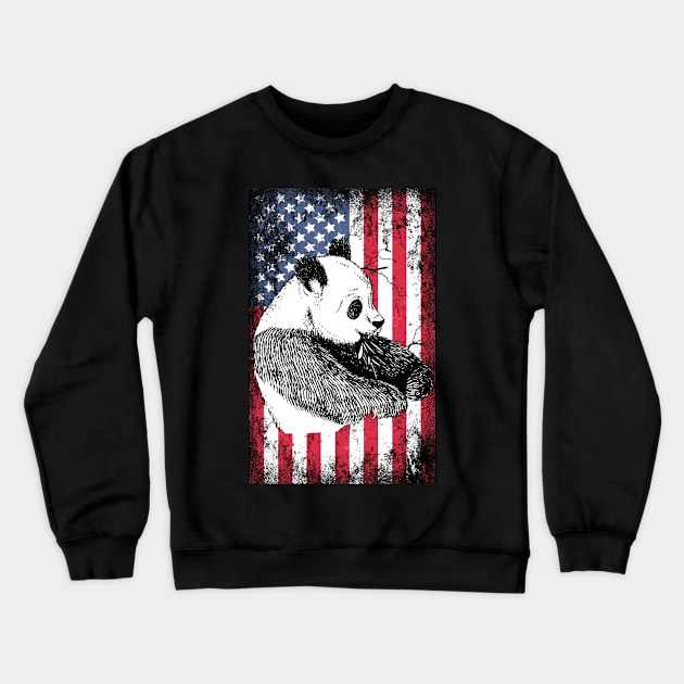 Patriotic Panda Bear American Flag Crewneck Sweatshirt by Sinclairmccallsavd